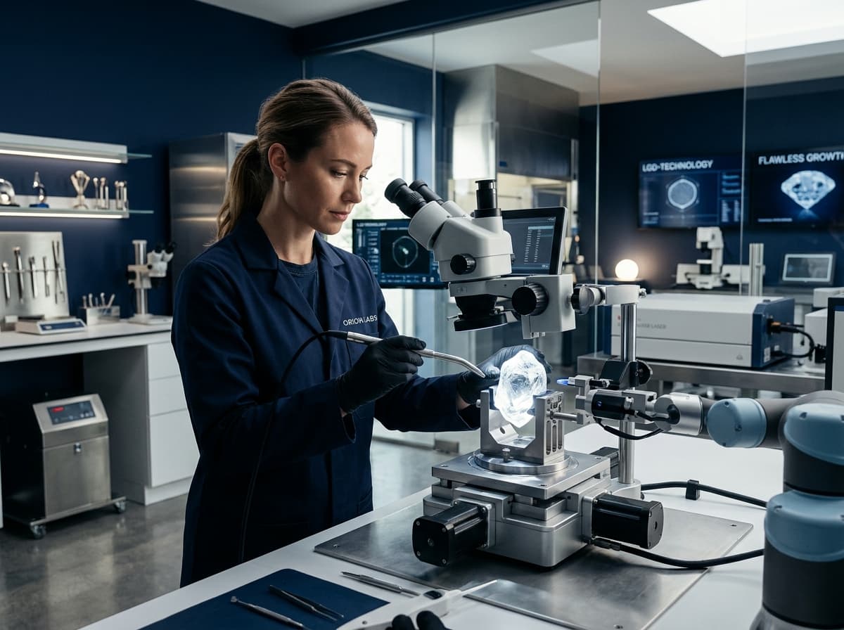 Modern laboratory craftsmanship environment for luxury lab-grown diamonds